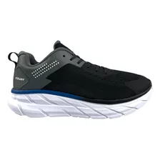 Tenis Hombre Court 1102t Negro Azul Running Gym Extra Ligero