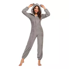 Pijama Macacão Com Capuz De Cor Sólida Para Família