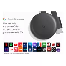Google Chromecast 3rd Generation Full Hd Original Cor Carvão