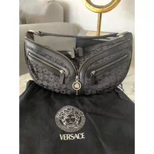 Bolsa Versace Piel Y Tela Con Logos., Excelentes Condiciones