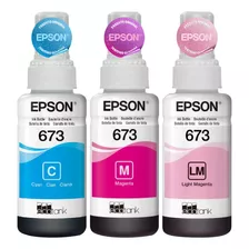 Kit 3 Refis 1 Ciano 1 Magenta 1 Lm Tinta Original Epson T673