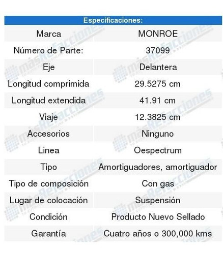 4 Amortiguadores Oespectrum Oespectrum Gmc Envoy 98 A 01 Foto 3