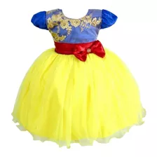 Vestido Infantil Bebê Branca De Neve Festa Menina Princesa