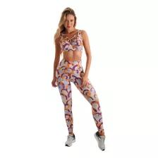 Conjunto Estampado Strappy Roupa Academia Fitness Calça+top 