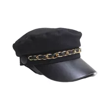 Boina De Paño Con Accesorio Visera Ecocuero Gorro Sombrero