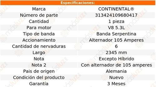 Banda 2345 Mm Sierra 1500 Classic V8 5.3l 99/07 Alt 105 Amps Foto 8