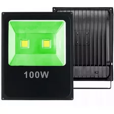 Kit 5 Refletor Led 100w Verde Prova Dagua Luminária Holofote
