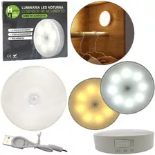 Luminária Led Noturna C/sensor De Movimento Usb Recarregável