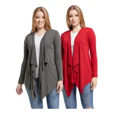 Kit 02 Cardigans Feminino Casaco Plus Size Bico Manga Longa