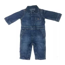 Macacão Jeans Manga Longa Gola Polo Com Bolsos Gap Infantil