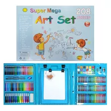 Set De Arte Dibujo Colores Para Niños Maleta Kit X208 Azul