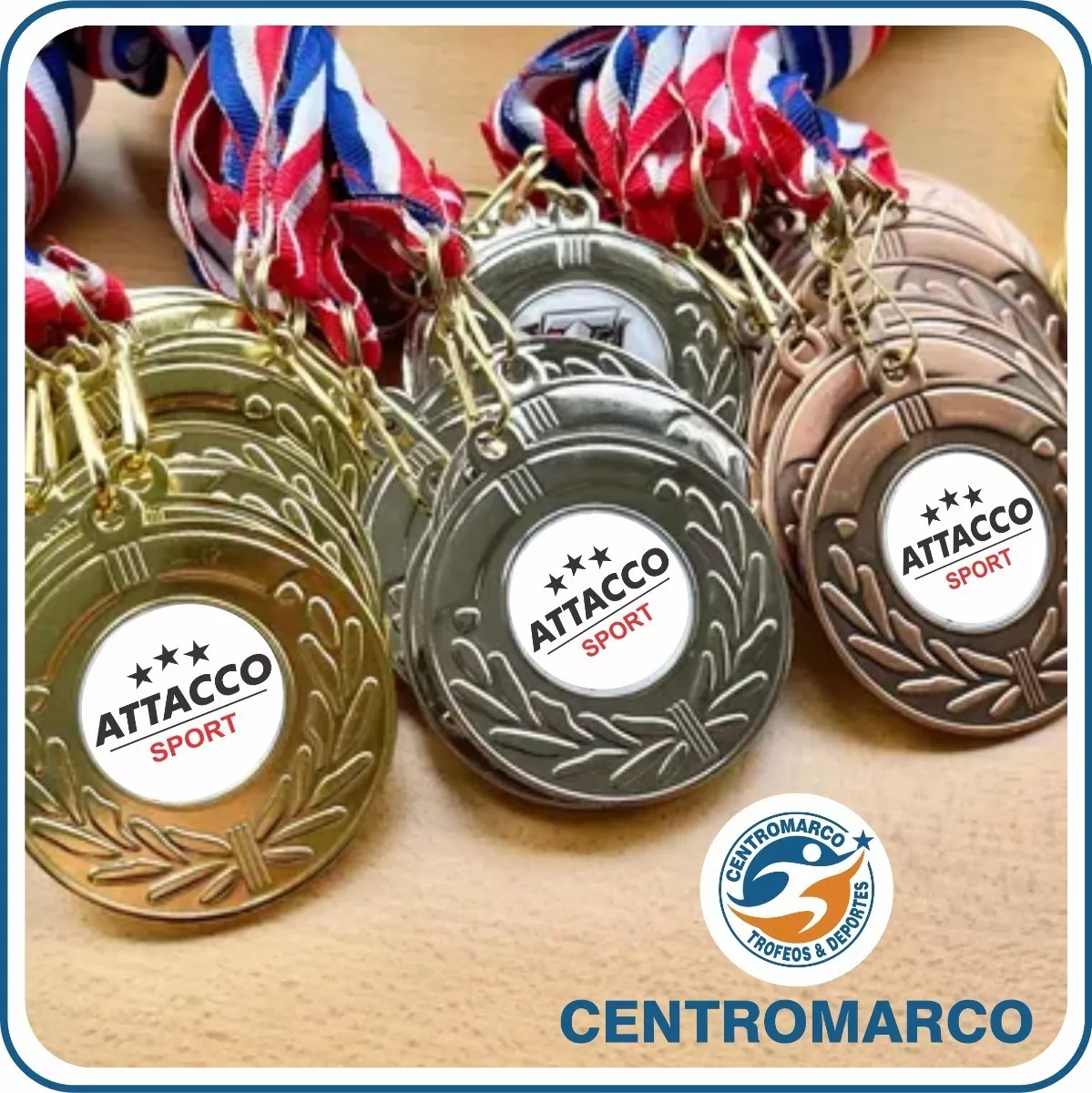 Medalla 5cms Metálicas Con Cinta Logo Y Grabado/ Centromarco