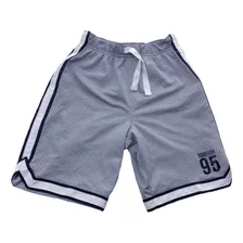 Short Para Niño Bermuda Osh Kosh Gris Azul Blanco Deportiva 