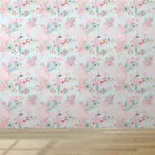 Papel De Parede Lavável De Menina Unicórnio Com Flores 10m