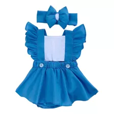 Jardineira Romper Body Roupa De Bebe Princesa Cinderela Luxo