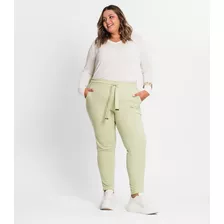 Calça Feminina Plus Size Em Moletinho Secret Glam Verde