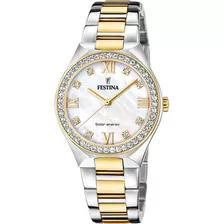 Reloj Festina F20659.1 Mujer Solar Energy Nacar Color De La Malla Bicolor Color Del Bisel Dorado Color Del Fondo Nácar