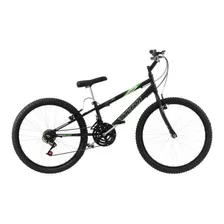 Bicicleta De Passeio Ultra Bikes Bike Rebaixada Aro 24 18 Marchas Freios V-brakes Cor Preto-fosco