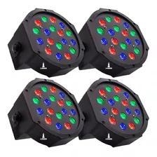 Kit 4 Canhão Luz 18 Led Dj Iluminação Profissional Balada