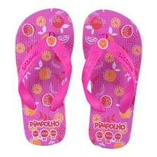 Chinelo Infantil Pimpolho Sandália Menina Kids Rosa Frutas 