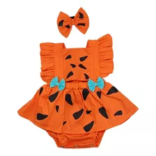 Romper Jardineira Body Bebê Temático Pedrita Flintstones 