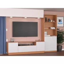 Mesa Tv + Biblioteca Con Puertas Rack Living Modular