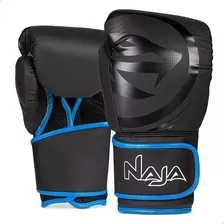 Luva Muay Thai Boxe Naja Black Azul + Bolsa