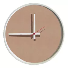 Relogio Decorativo Round Branco/camurça Ponteiro Branco 50cm