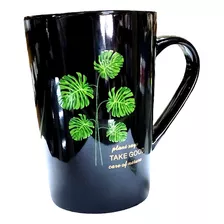 Taza Desayuno Cerámica Negra 400ml X6