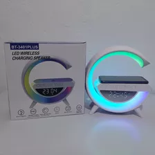 Carregador Luminária Caixa De Som 3 Em 1 Speaker Led Indução Cor Branco 110v/220v