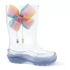 Bota Infantil Transparente Com Laço Candy Rosa