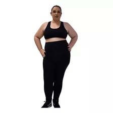 Kit 2 Calças Legging Plus Size Cós Alto Suplex