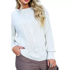 Blusa Tricot Trabalhada Em Tranças Atrás E Na Frente