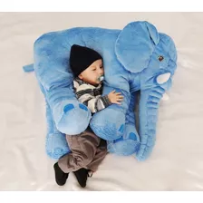 Almofada Travesseiro Elefante Bebê Pelúcia Azul Dormir 80cm