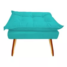 Puff Puf Decorativo Opala Azul Tiffany Suede Linda Cor