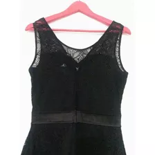 Vestido Corto Negro De Encaje T. M