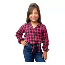 Camisa Infantil Flanela Xadrez Amarração Menina Festa Junina