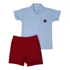 Roupa Infantil Menino Camisa Polo + Short Conjunto Criança 