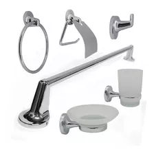 Set Kit Juego Accesorios Baño 6 Piezas Zinc Linea Redonda