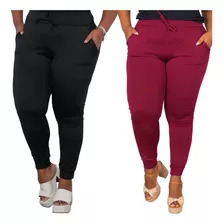 Kit 2 Calças Jogger Feminina Plus Size Peluciada/térmica