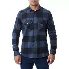 Camisa Tática Lumberjack Flanela Xadrez Invictus Azul