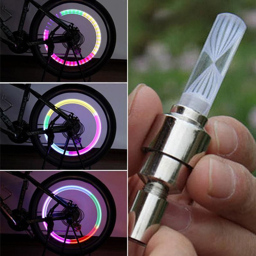 10 Tapones Led Valvula Llanta Auto Moto Bicicleta Firefly Foto 2