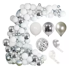 100 Art Arco Organico Blanco Y Plateado Chrome Globo Deco810