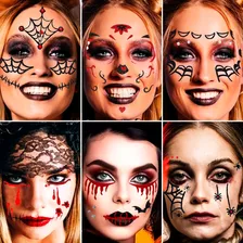 Sticker Facial Halloween Decorativo Strass Brillo Face Art