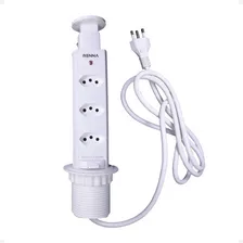 Torre 3 Tomadas Antichoque Retrátil Multiplug Embutir Mesa Cor Branco