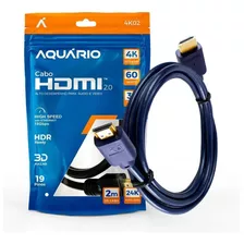 Cabo Hdmi 2.0 4k 3d 60 Hertz 24k Ponta Ouro 19 Pinos 2 Metro