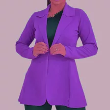 Blazer Feminina Sobretudo Casaco De Neoprene Manga Longa 