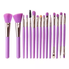 Kit De 15 Pincéis Para Maquiagem Maange Roxo Fluorescente