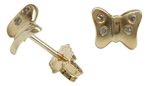 Brinco Borboleta De Ouro 18k 750 Com Diamantes Joia Delicada Amarelo