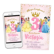 Invitacion Princesas Disney Digital Personalizada